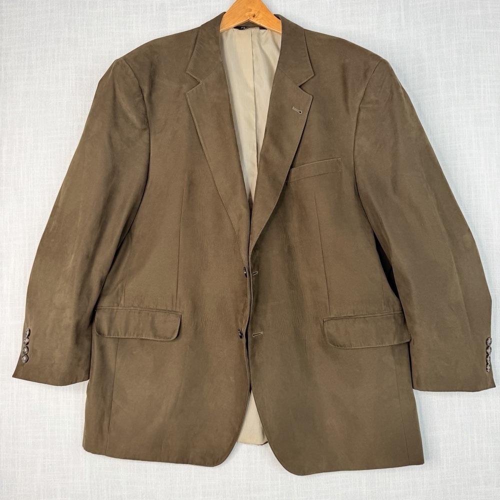 Jos. A. Bank Brown Microsuede Sport Coat Blazer 46R Men's 2 Button